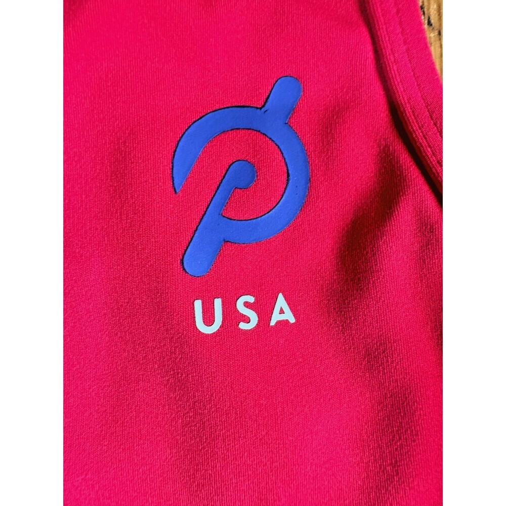 Peloton Sports Bra Medium Red Racerback Medium Support Gym Workout - Picture 3 of 9